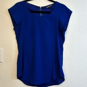 Express top, Royal Blue, round neck, small zipper on the back size:XS